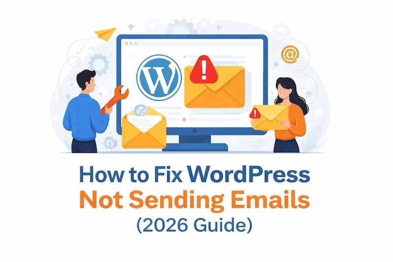 Blog post thumbnail for How to Fix WordPress Not Sending Emails (2026 Guide)