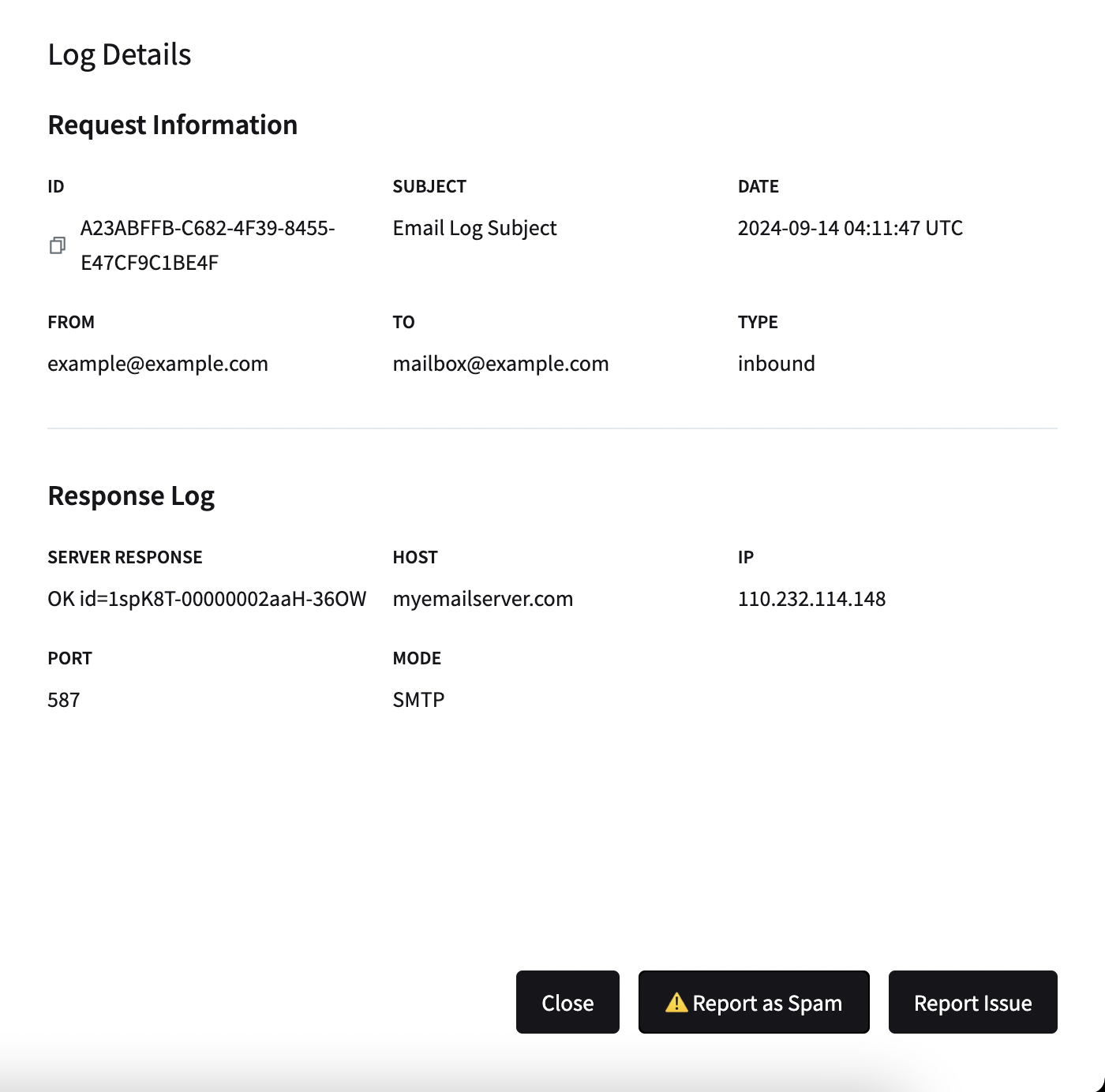 Email Log Details